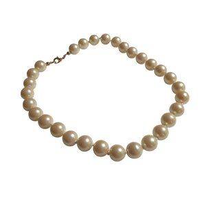 Vintage Faux Pearl Necklace Gold Tone Clasp 15 In Jewelry Classic Design Gift